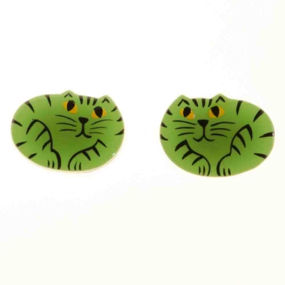 boucles d oreilles chat couche vert