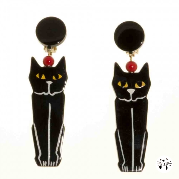 boucles d oreilles chat egyptien noir