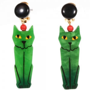 boucles d oreilles chat egyptien vert