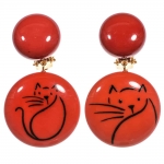 boucles d oreilles chat graffiti rouge