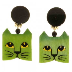 boucles d oreilles chat tete bracelet vert