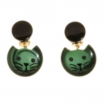 boucles d oreilles chat tete tigre vert