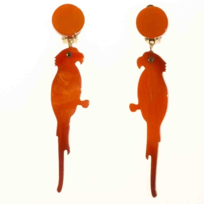 boucles d oreilles perroquet orange