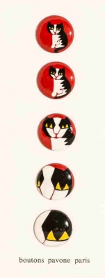 boutons serie chat tigre sur rouge