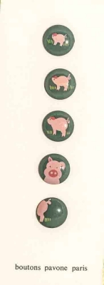 boutons serie cochon sur vert