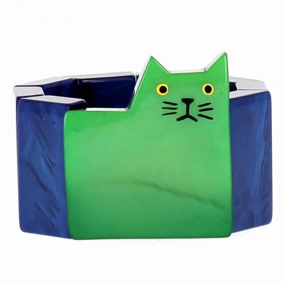 bracelet chat carre vert et bleu