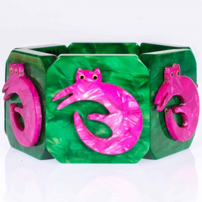 bracelet chat couche vert
