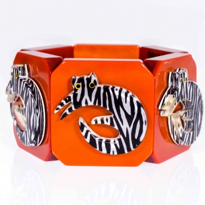 bracelet chat couche zebre roux