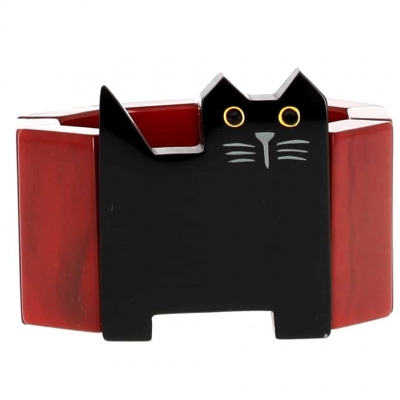 bracelet chat profil noir et brique