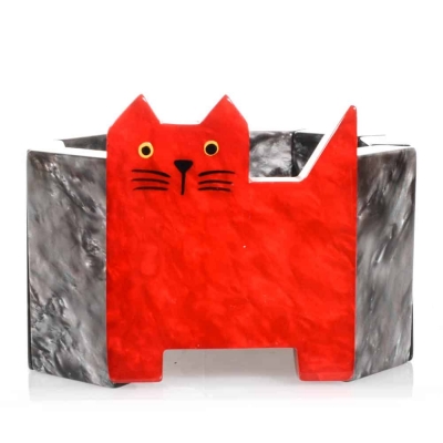 bracelet chat profil rouge et gris