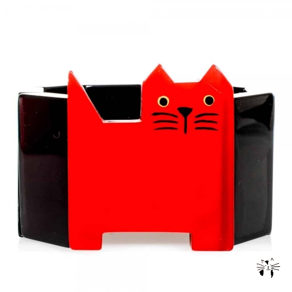 bracelet chat profil rouge et noir