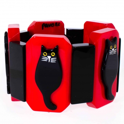 bracelet chaton noir et rouge