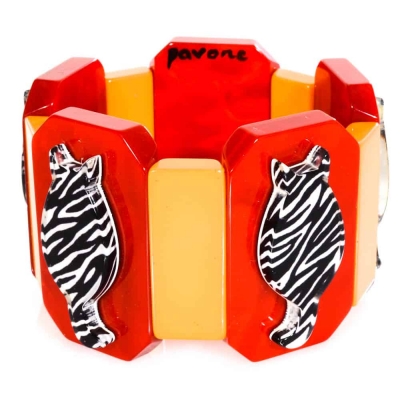 bracelet chaton zebre rouge jaune