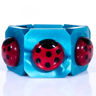 bracelet coccinelle nacre rouge turquoise scaled