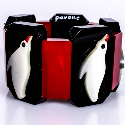 bracelet pingouin blanc noir et rouge