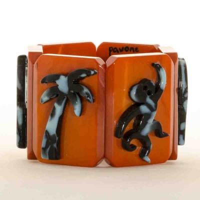 bracelet safari orange et turquoise