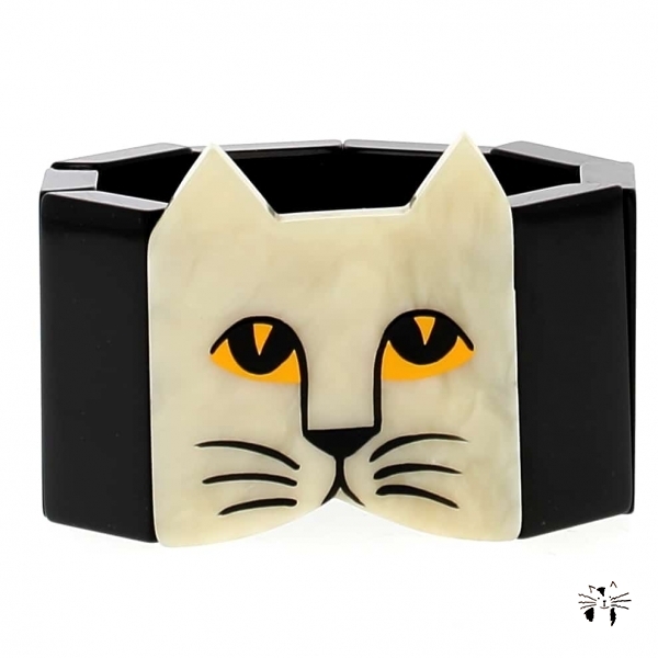 bracelet tete chat blanc noir 1