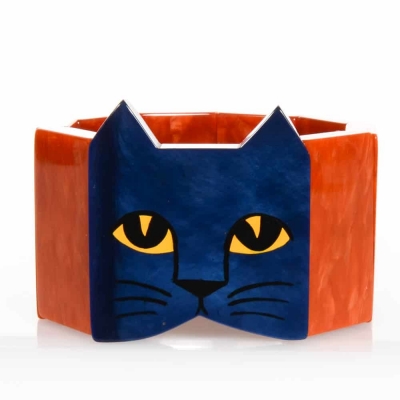 bracelet tete chat bleu orange