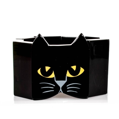 bracelet tete chat galalithe noir 1