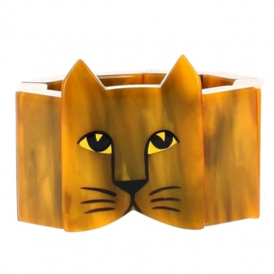 bracelet tete chat jaune moire 1