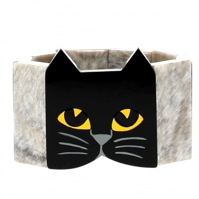 bracelet tete chat noir poilu
