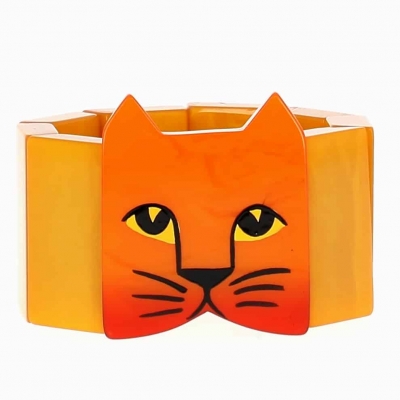 bracelet tete chat orange jaune
