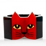 bracelet tete chat rouge noir 1