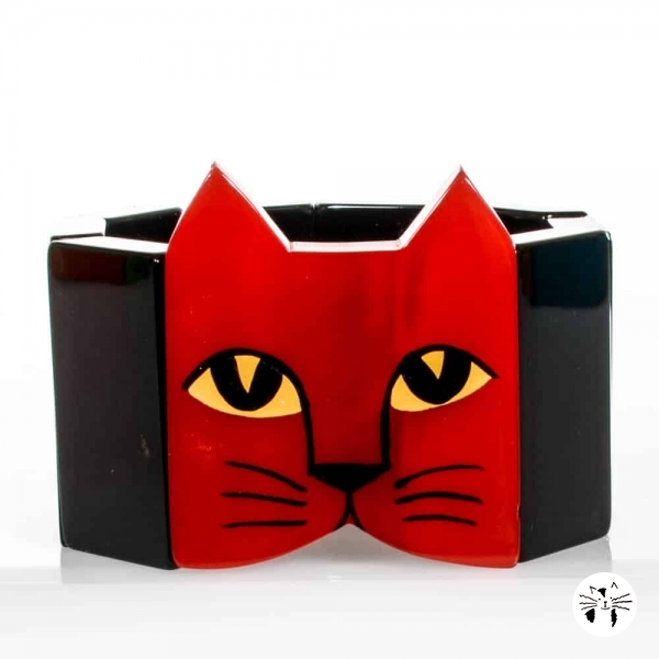 bracelet tete chat rouge noir 1