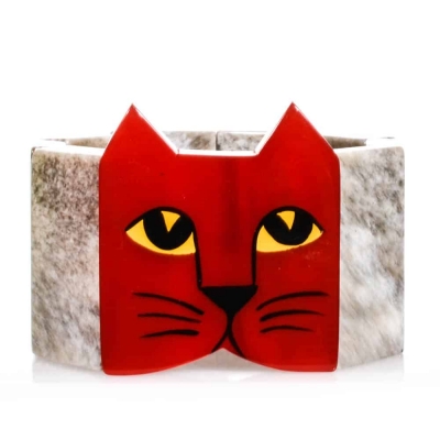 bracelet tete chat rouge poilu