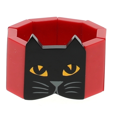 bracelet tête chat noir et rouge