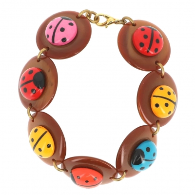 bracelets hors séries bracelat coccinelles multicolores sur roux