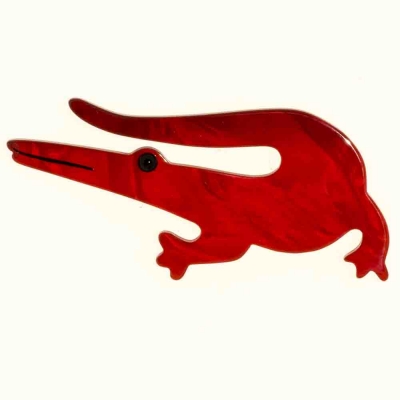 broche caiman rouge