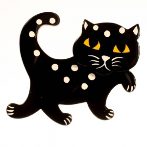 broche chat a pois noir