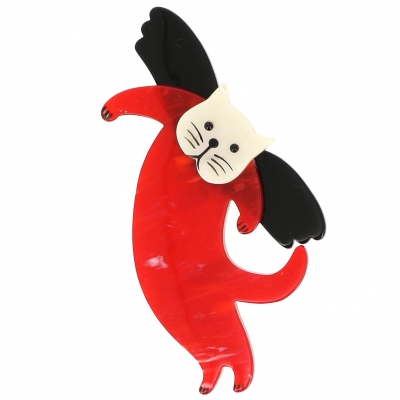 broche chat angelo rouge flamme