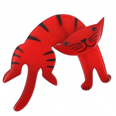 broche chat anicet rouge