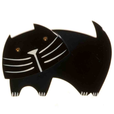 broche chat bandino noir