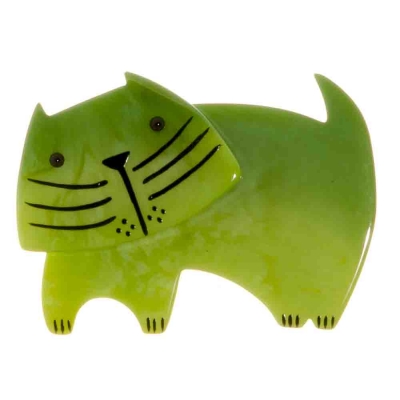 broche chat bandino vert