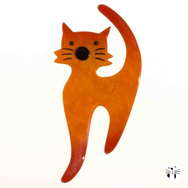 broche chat barbichou orange