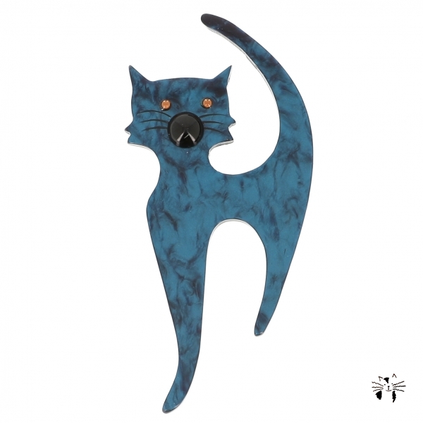 broche chat barbichou turquoise