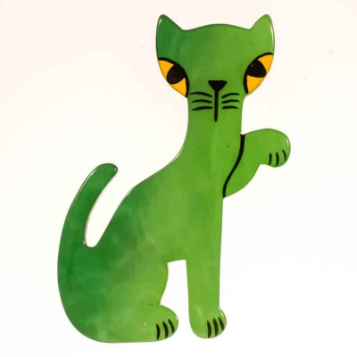 broche chat calinou vert