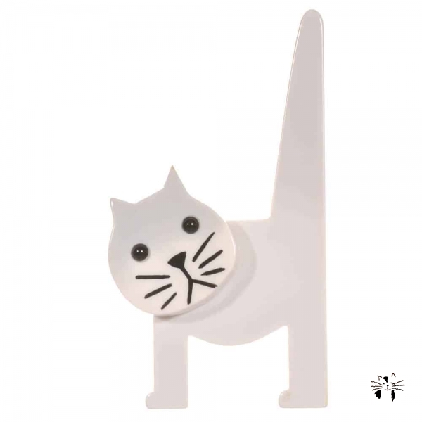 broche chat chaise blanc