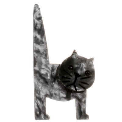 broche chat chaise gris