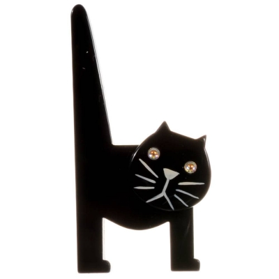 broche chat chaise noir