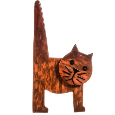 broche chat chaise roux motifs