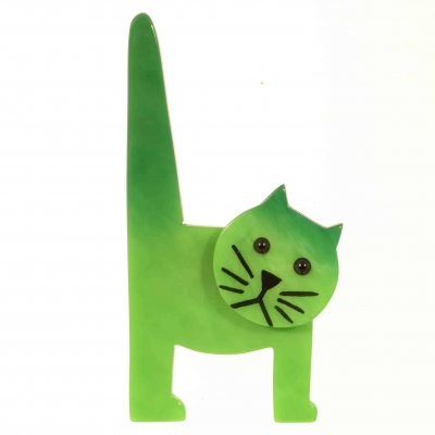 broche chat chaise vert
