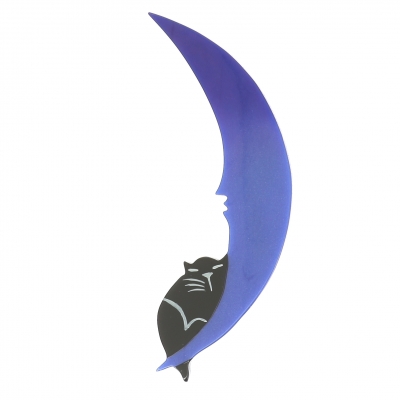 broche chat clair de Lune bleu