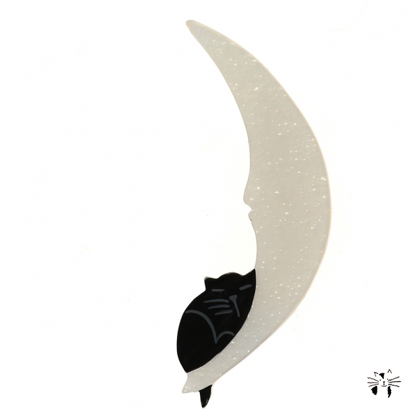 broche chat clair de lune blanc bulle