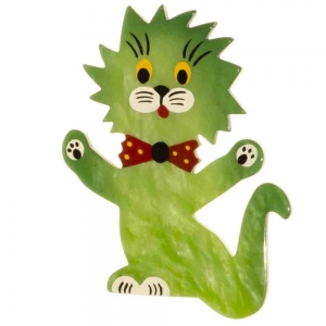 broche chat clown vert
