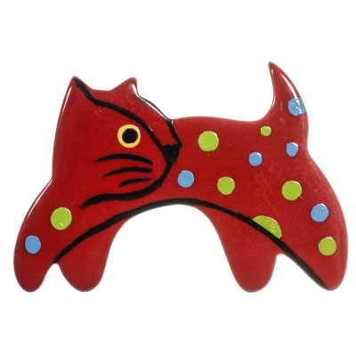broche chat coco rouge