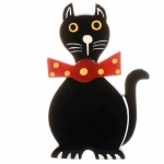 broche chat dandy noir